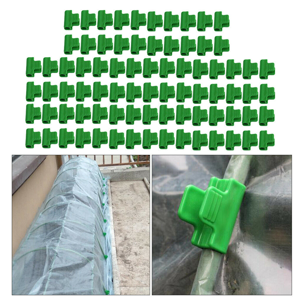 Set of 80 Plastic Green Fixed Clips Greenhouse Film Clamps Plant Cover Clips