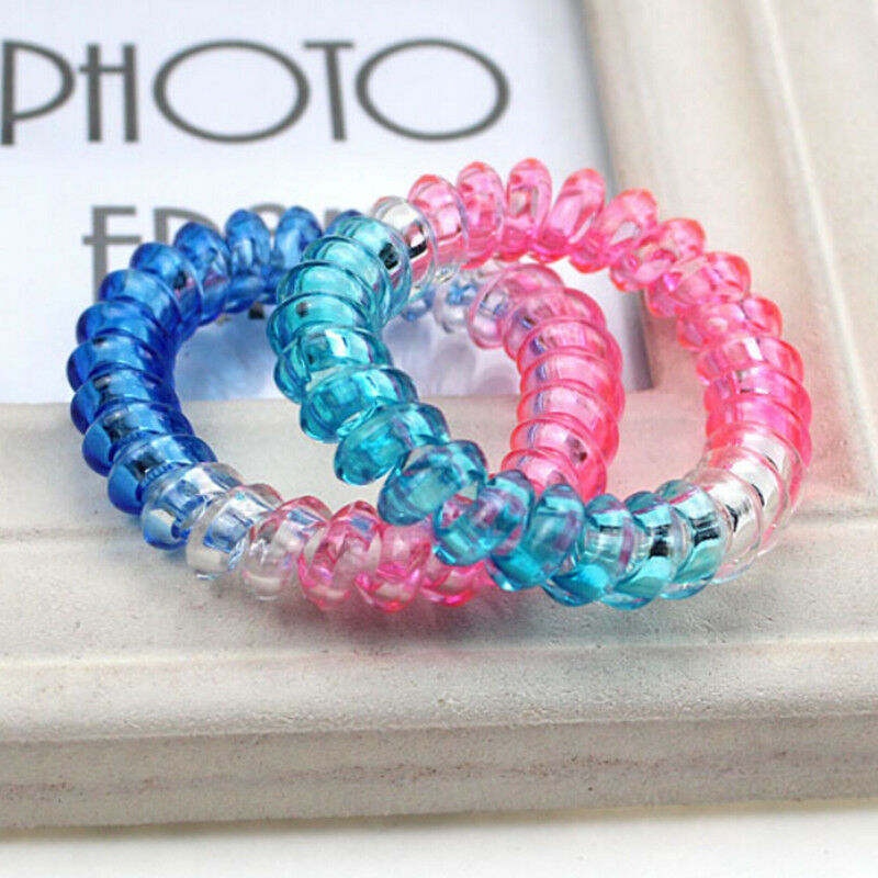 10pcs Gradient color elastic telephone wire cord head ties hair band rop.l8