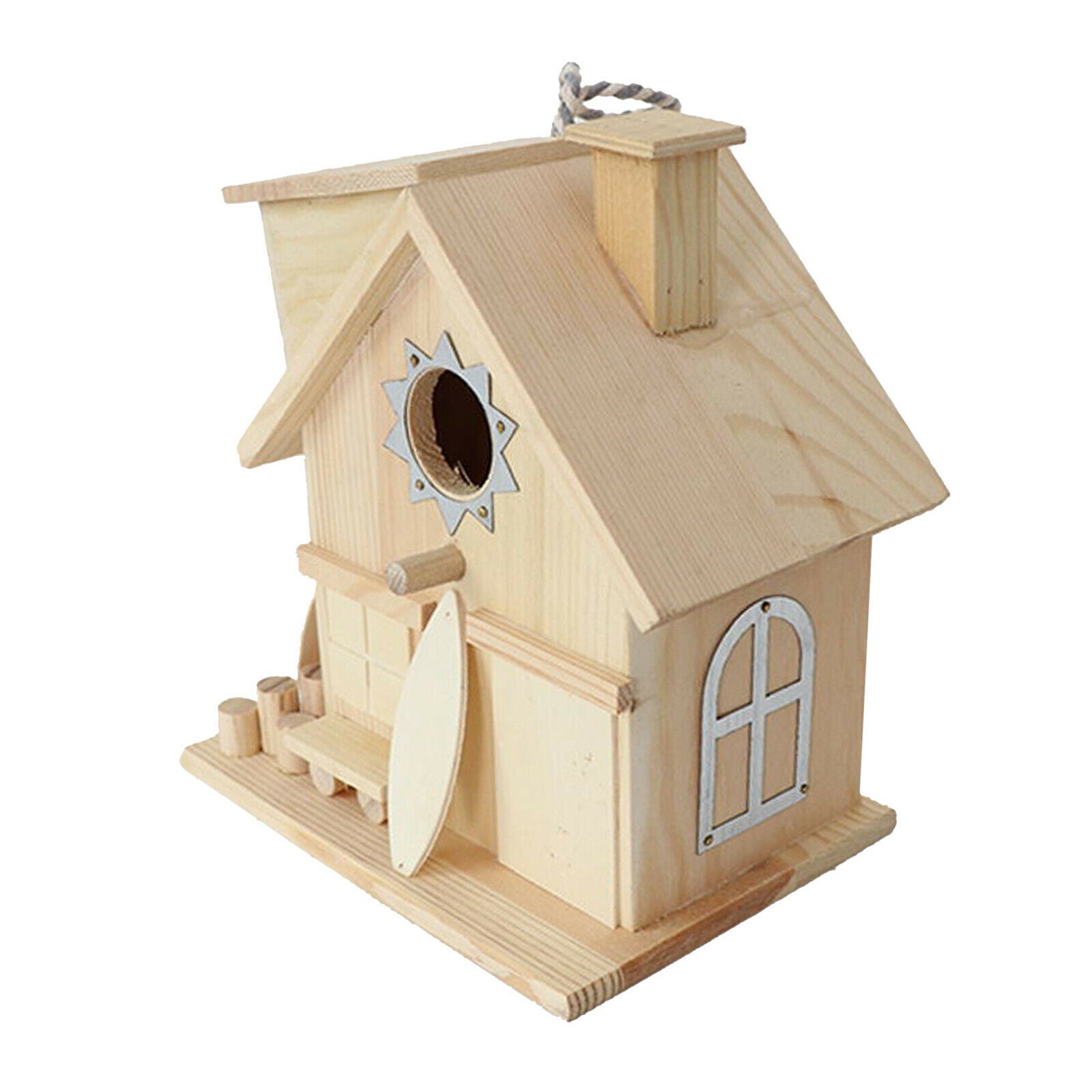 Pinewood Rural Garden Hanging Bird Nest Feeder Bird House Cage Rest Place