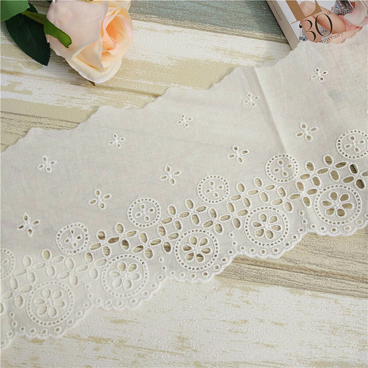 Hollow Lace Trim Cotton Fabric Ribbon Clothing Embroidery Fringe DIY Wedding Art