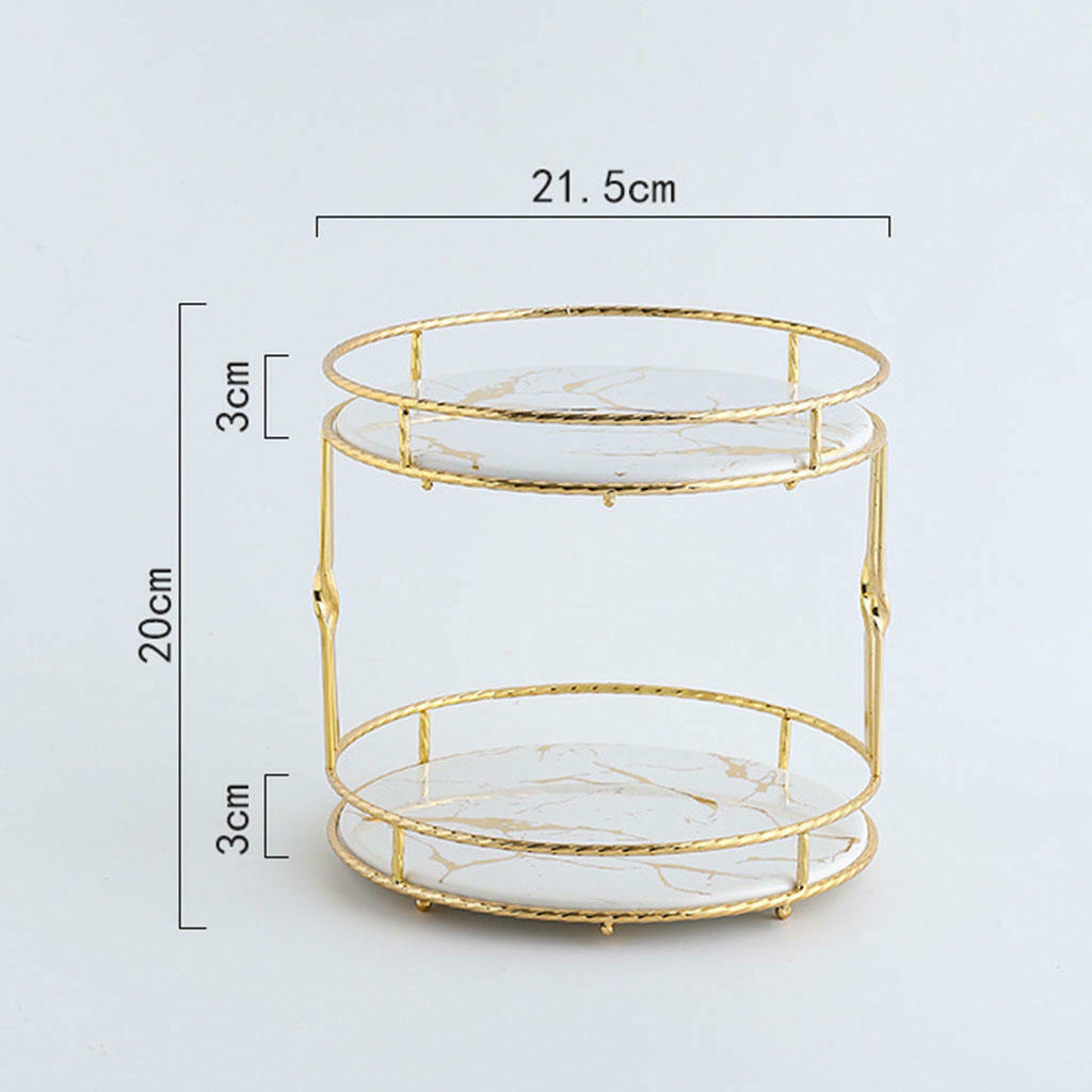 Ceramics Storage Tray Double Storage Marble Texture Bedroom Display Holder White