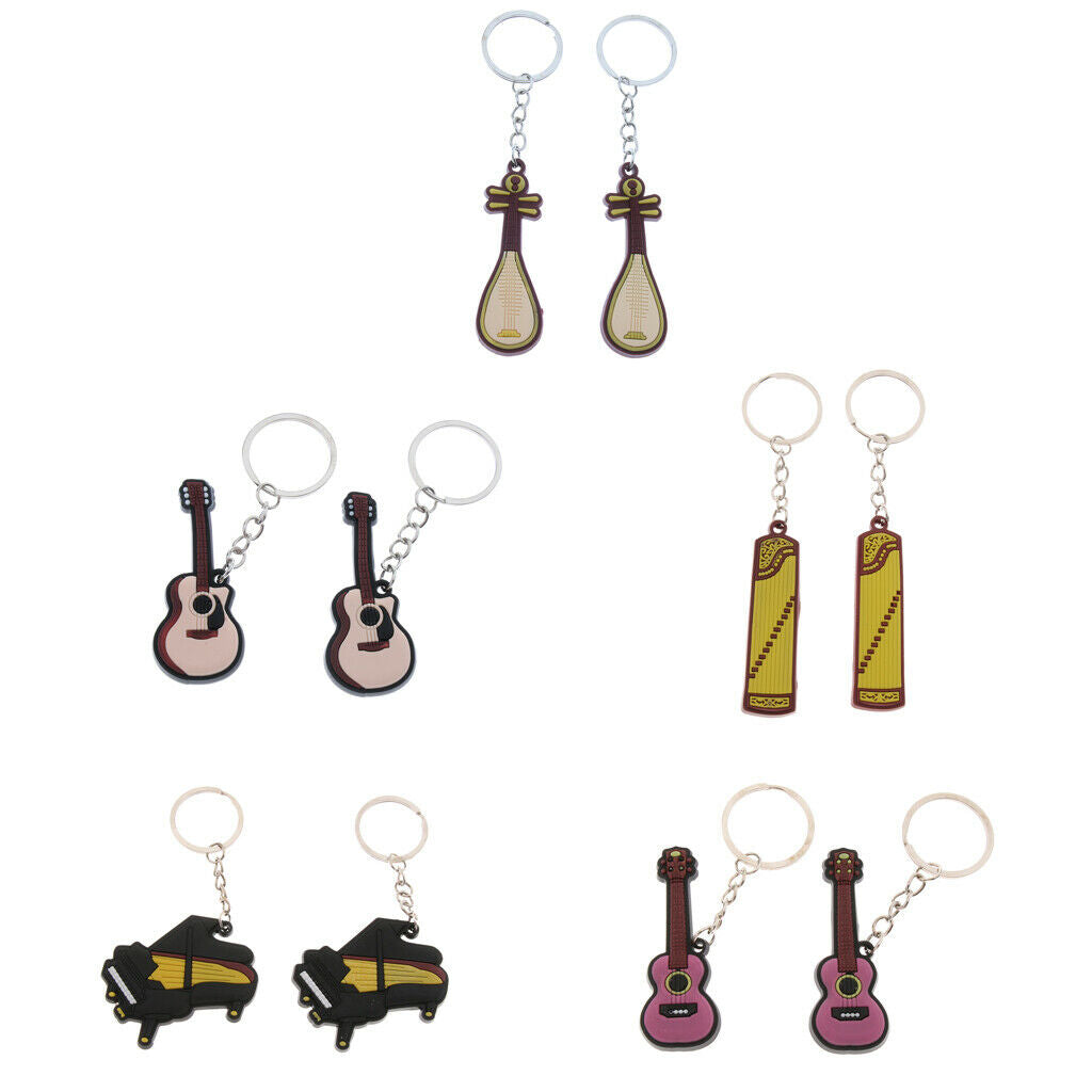 2x Keychains Keyring Pendant Key Holder for Musical Instrument  Pipa