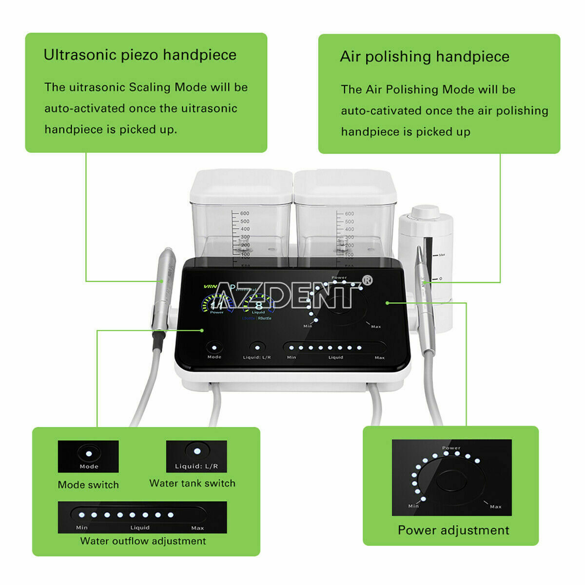LED Dental Ultrasonic Piezo Treatment Endo Scaler With Air Polisher No-pain