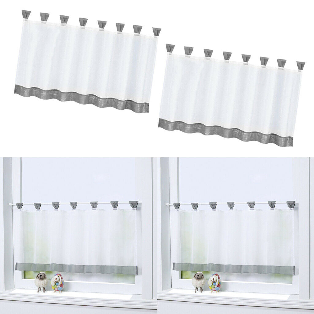2Pcs Cafe Curtain Window Sheer,Window Valance Drape Voile