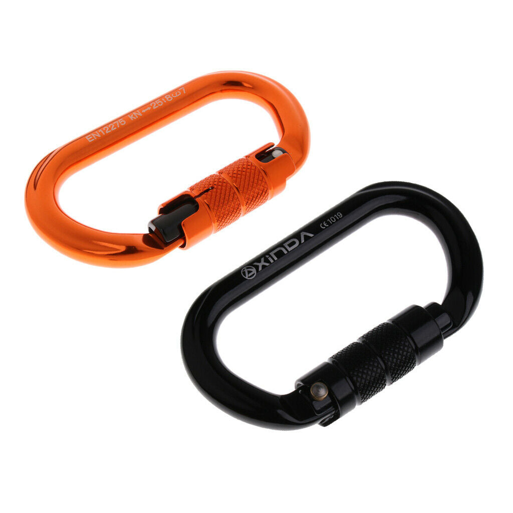 2x 25KN Outdoor Rock Climbing Security Safety Buckle Carabiner Hook  Locking