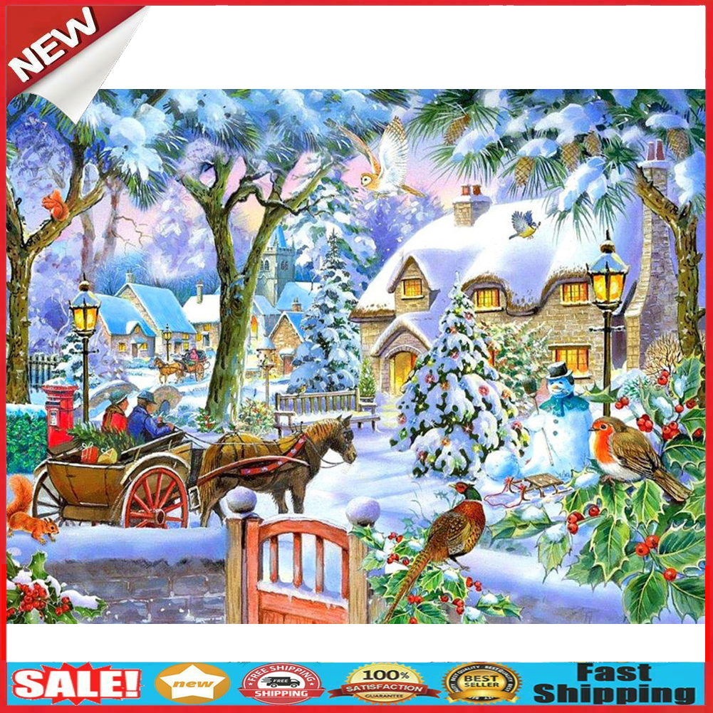 Winter View 5D DIY Full Square Diamond Painting Rhinestones Mosaic 50x40cm @