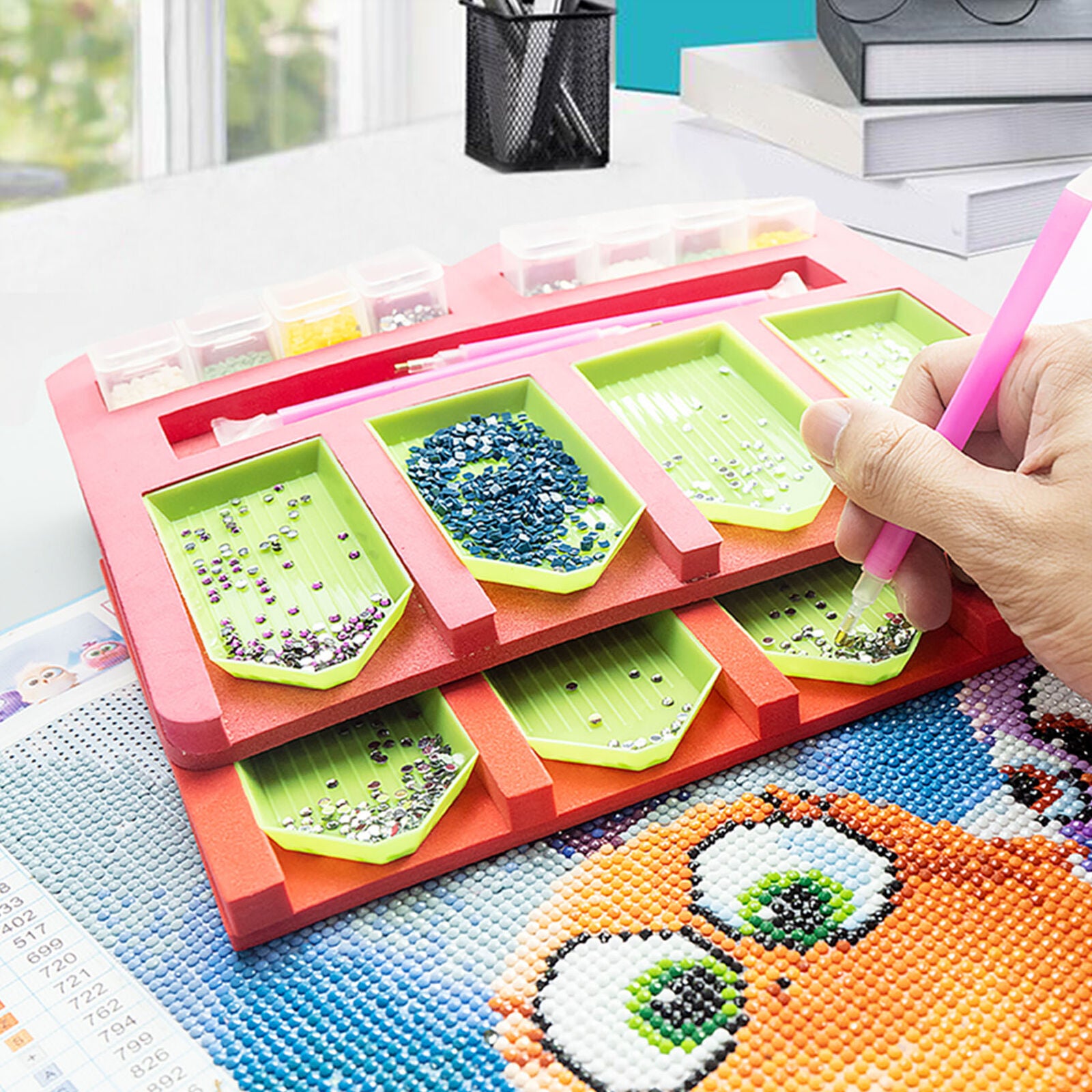 4 Grid Tool Accessory Box Tray For 5D Diamond Painting DIY Diamond Embroidery