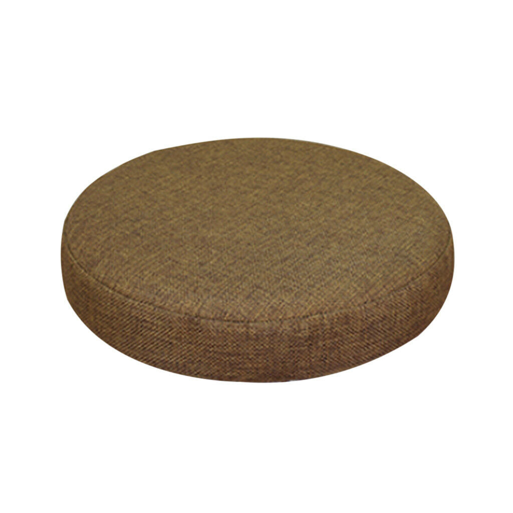 2pcs  Bar Stool Covers Round Chair Seat Cover Linen Cotton Sleeve Brown