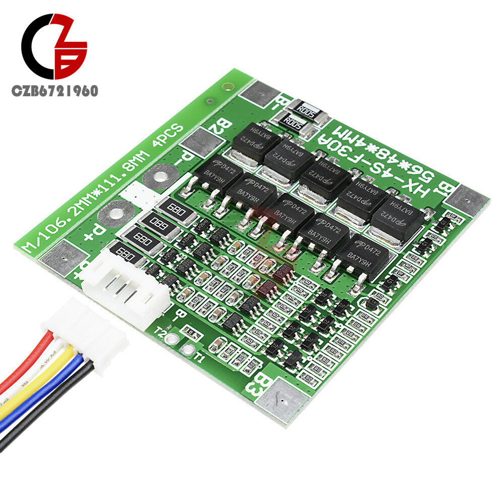 4S  Li-ion Lithium 30A 14.8V BMS PCB Protection Board Cell Balance