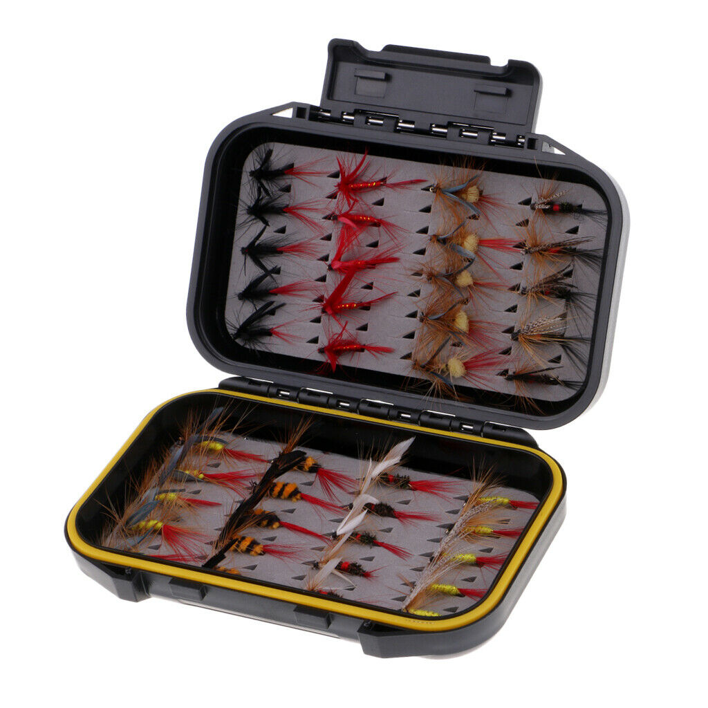 40 pieces fly fishing flies in tackle box fly flies carp fishing