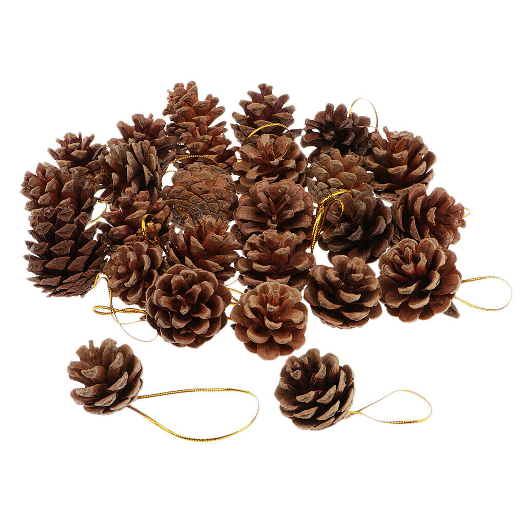 36pcs Suntan Pine Cone Crafts Charms For Christmas Tree Home Hanging Decor