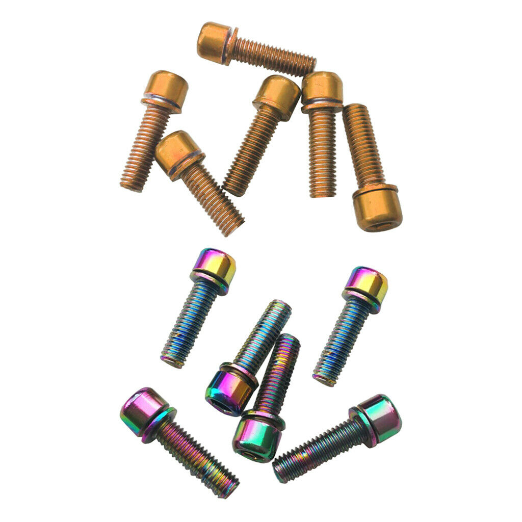 12 Pieces Hex Socket Screws for Handlebar Stem Rear Rack Golden+Colorful