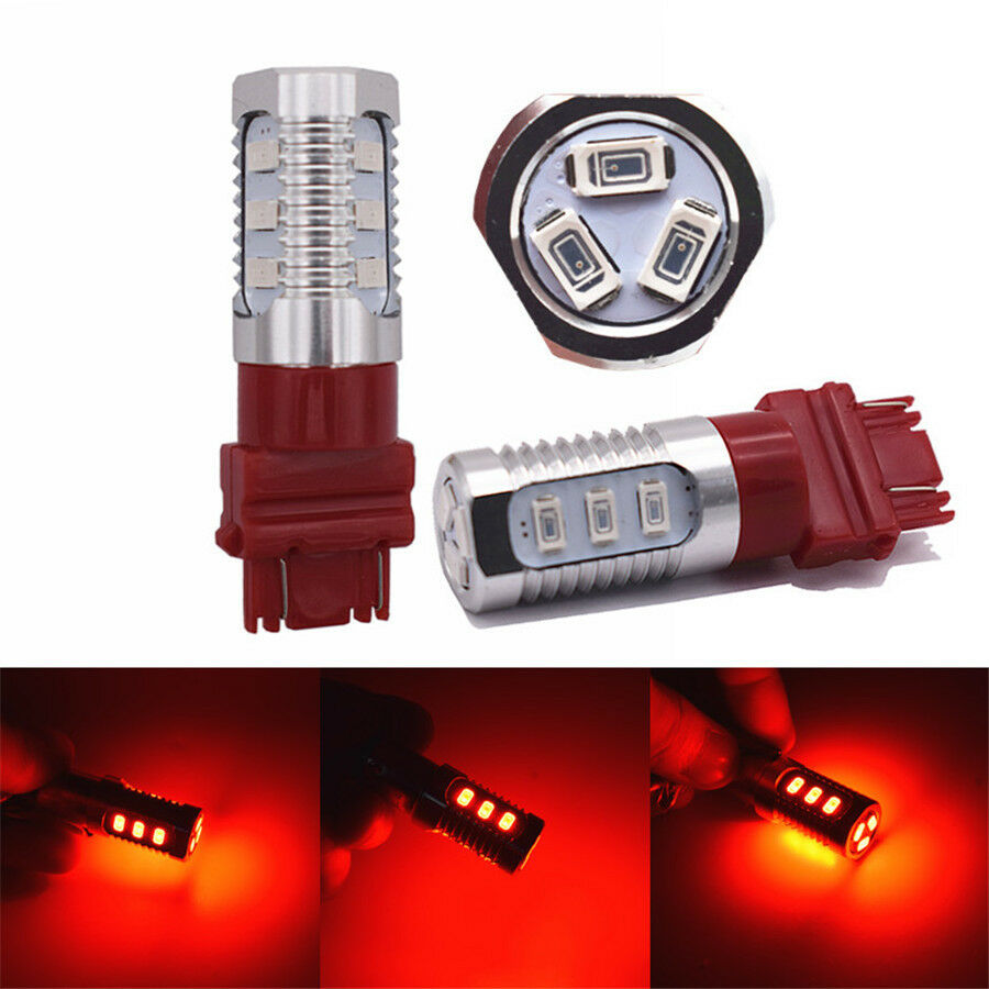 2x 3157 Red Stop Brake Flash Strobe Light Car Rear 12-LED Bulb Tail Reverse Lamp