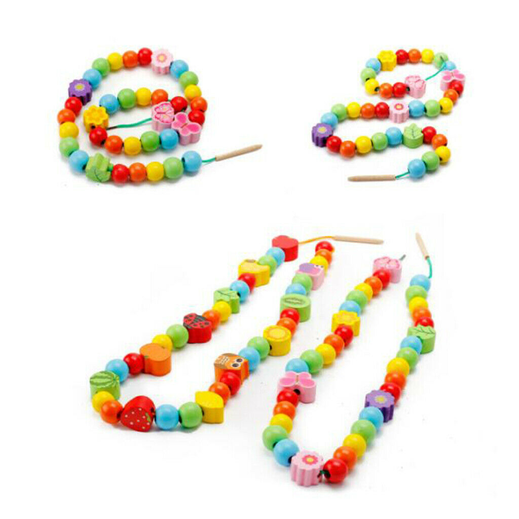102 Pieces Developmental Baby Color Shapes Cognition Primary Lacing Beads Set