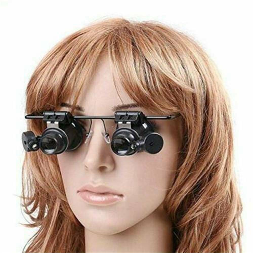 20X Glasses Type Magnifier Watch Repair Tool with Two LED Lights US New