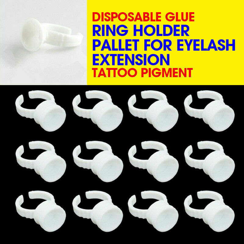 100* Disposable Glue Ring Holder Pallet Fit Eyelash Extension Tattoo Supplies