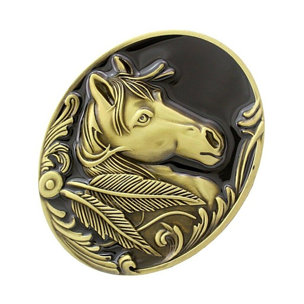 Bronze Horses Belt Buckle - Native Western Cowboy Costume Accessories