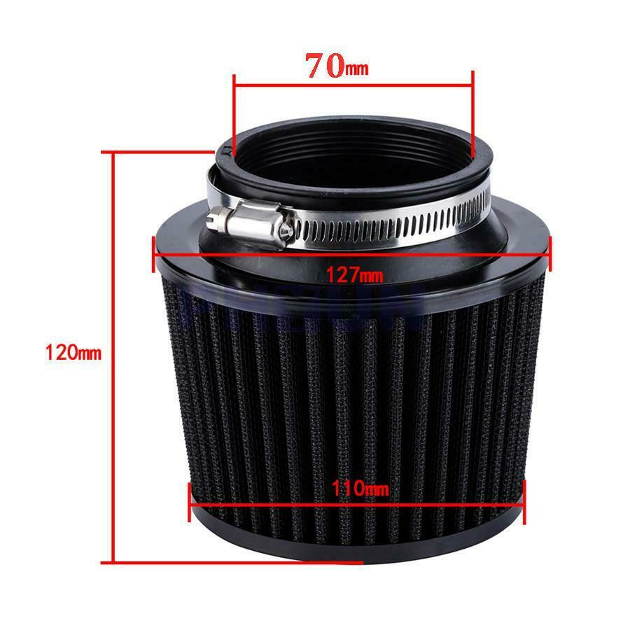 2.75 " 1x Car Intake Air Filter & 1x Rubber Adapter Aluminum Fabric