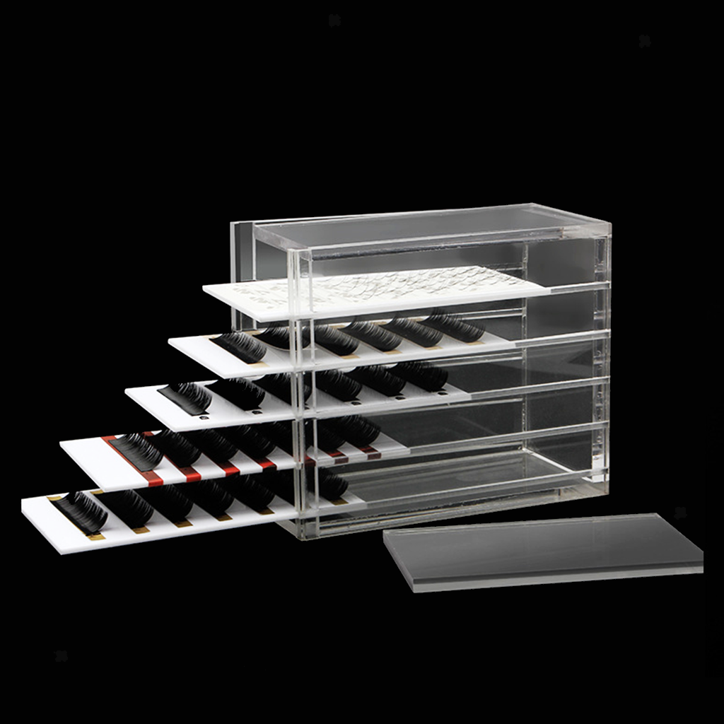 3 Pieces Acrylic 5 Layers False Eyelash Storage Box, Transparent Makeup Display