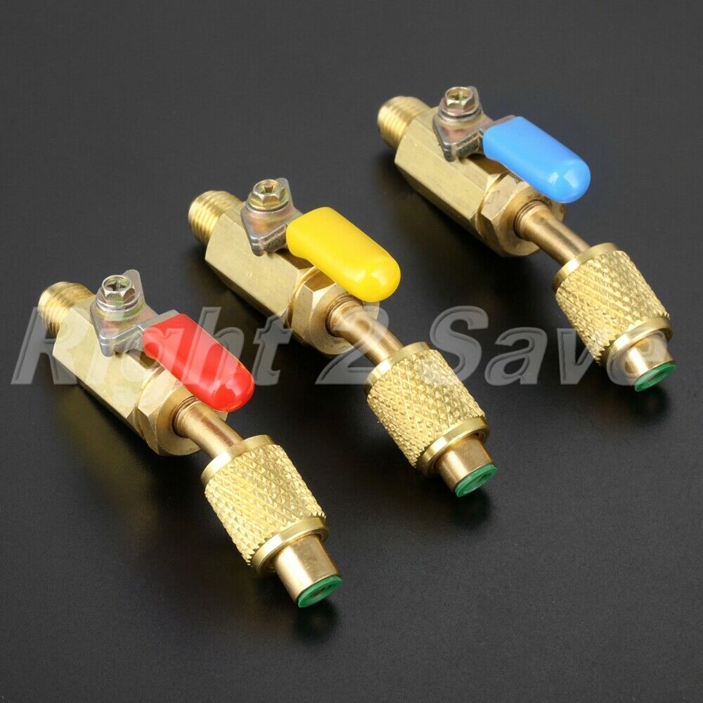 Car AIR CONDITIONER Ball Valve Adapter 1/4" male to 5/16" Female Manifold