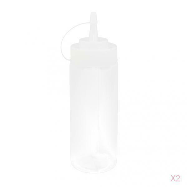 2 Pcs Plastic Squeeze Squirt Condiment Bottles, Top Dispensers for Ketchup