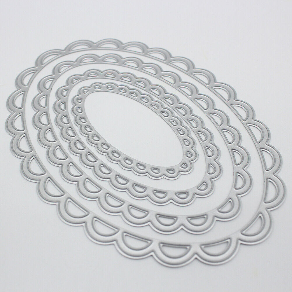 4PCS Oval Cutting Dies Stencil For DIY Scrapbooking Embossing Decor Craft @