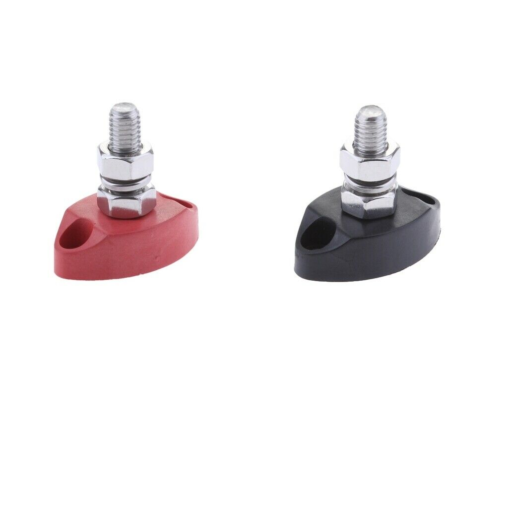 1 Pair Red & Black Junction Block Power Post Set Stainless Steel for Marine Car