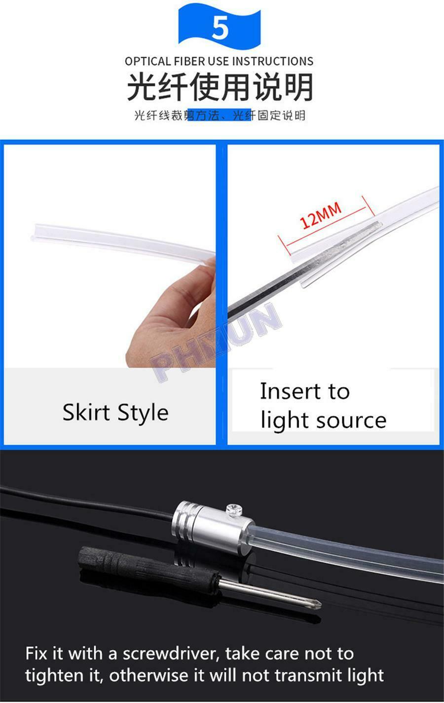 10x Car Atmosphere Light 64Colors RGB LED Fiber Optic Strip Bluetooth APP Remote