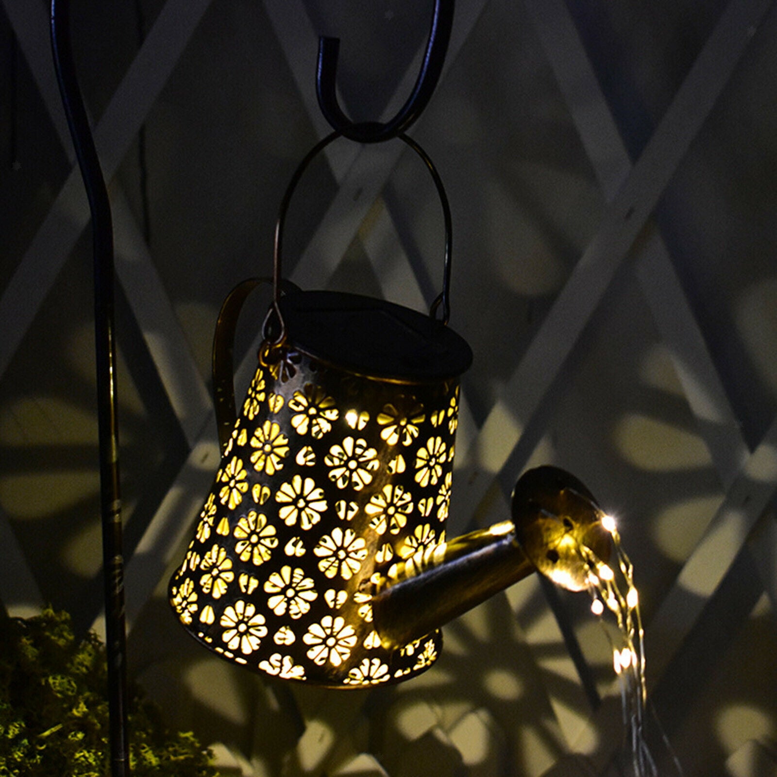 Vine Solar LED Watering Can Lights Waterproof Outdoor Garden Art String Lamp