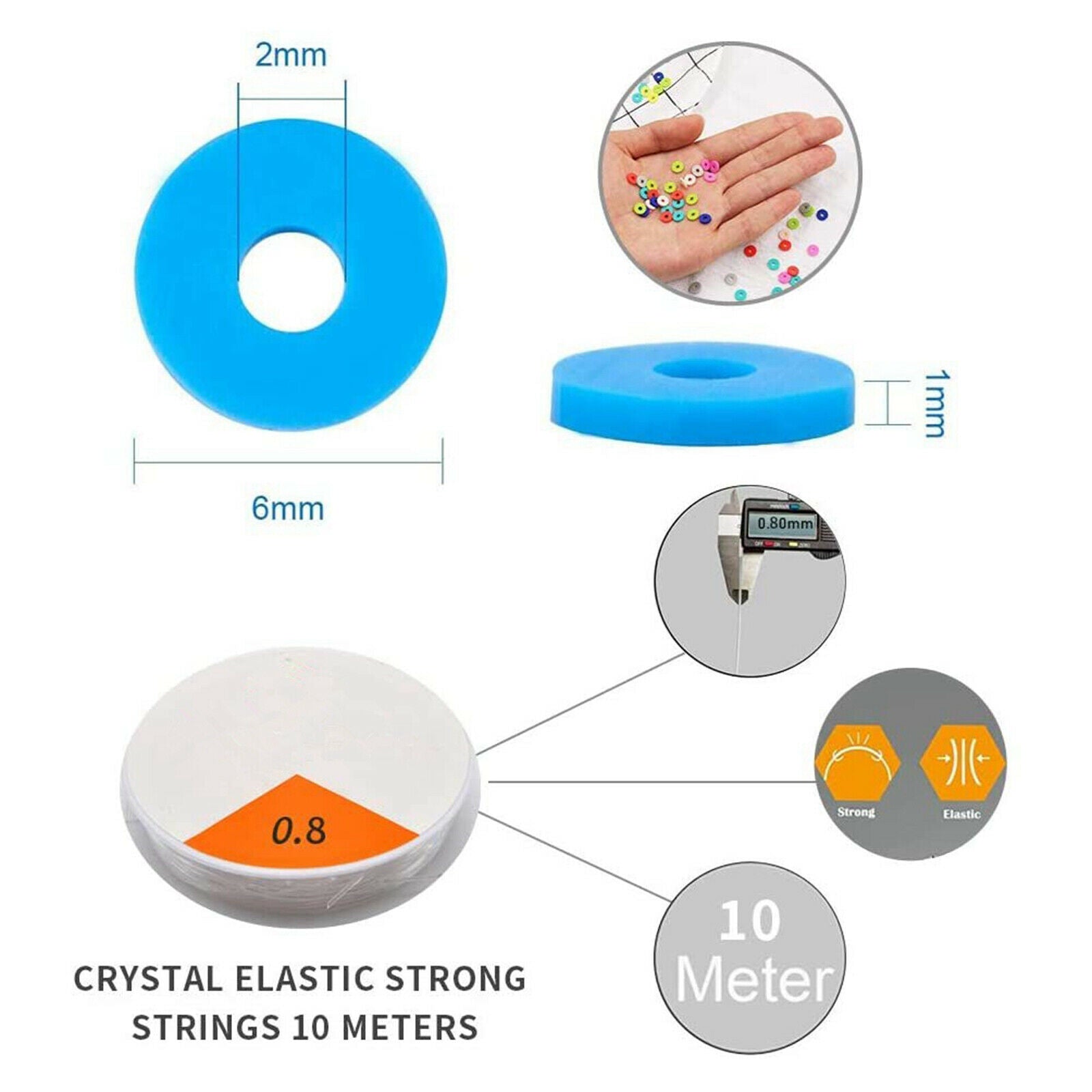 Clay Heishi Beads Polymer Clay Beads Kit Handmade Loose Spacer Beads 6mm