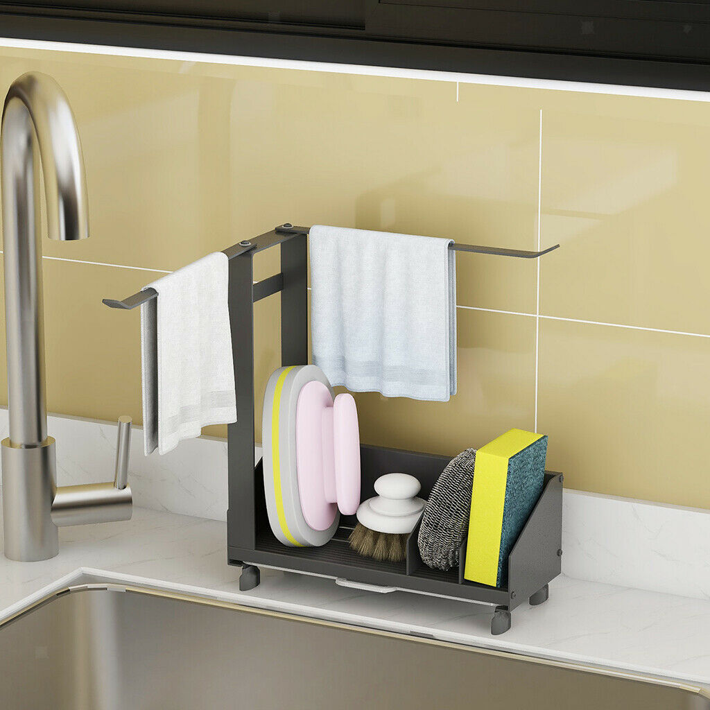 Kitchen Sink Organizer for Sink Brush Holder Countertop Kitchen Drying Rack