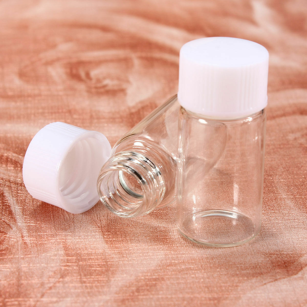 3ml Clear Glass Bottles with White Screw-on Lid Cap - Pack of 10