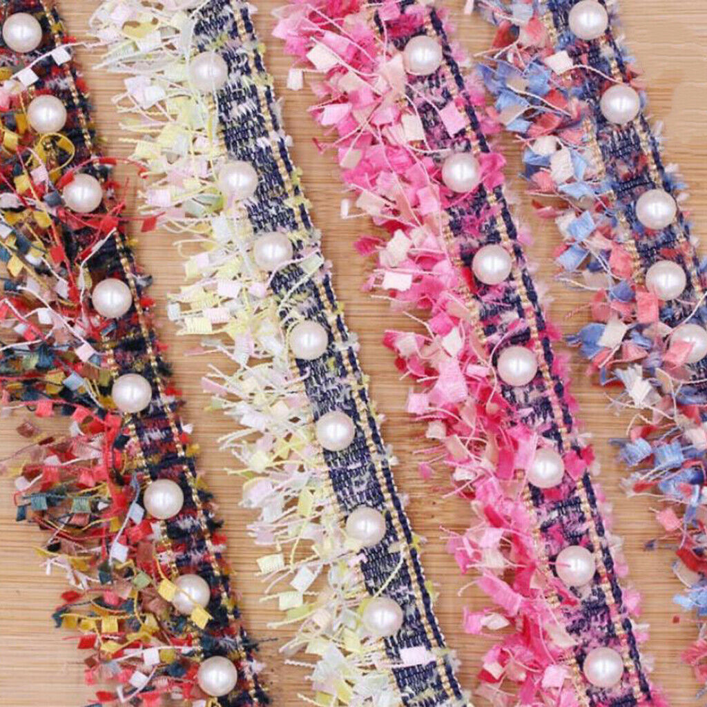 Embroidered Beaded Trim Lace Ribbon CRAFTS Scrapbook Sewing 1 Yards