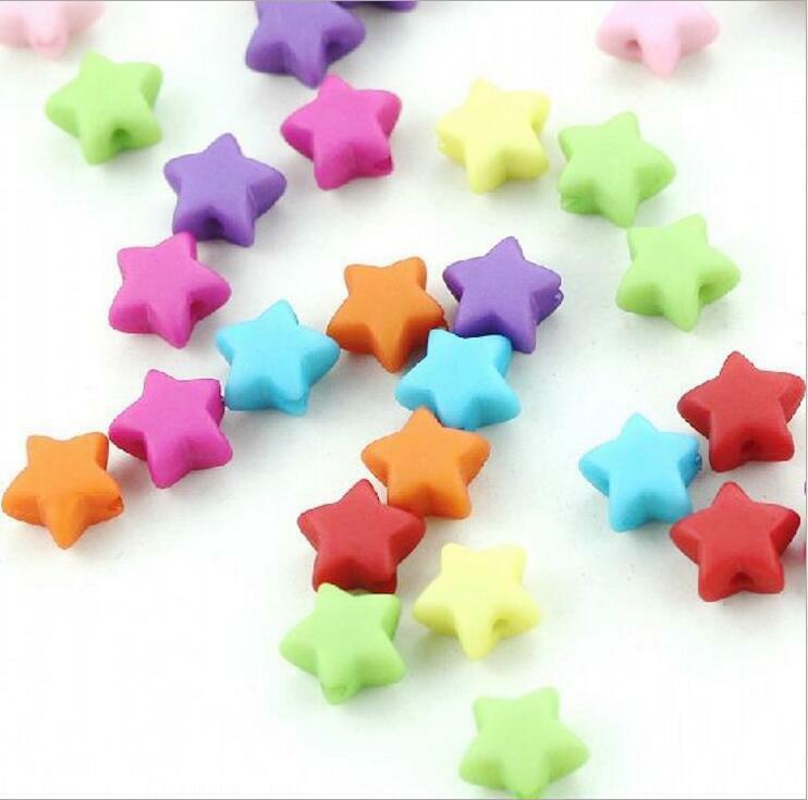 100X Acrylic Frosted star Beads DIY Pacifier chain Jewelry Accessories 10mm