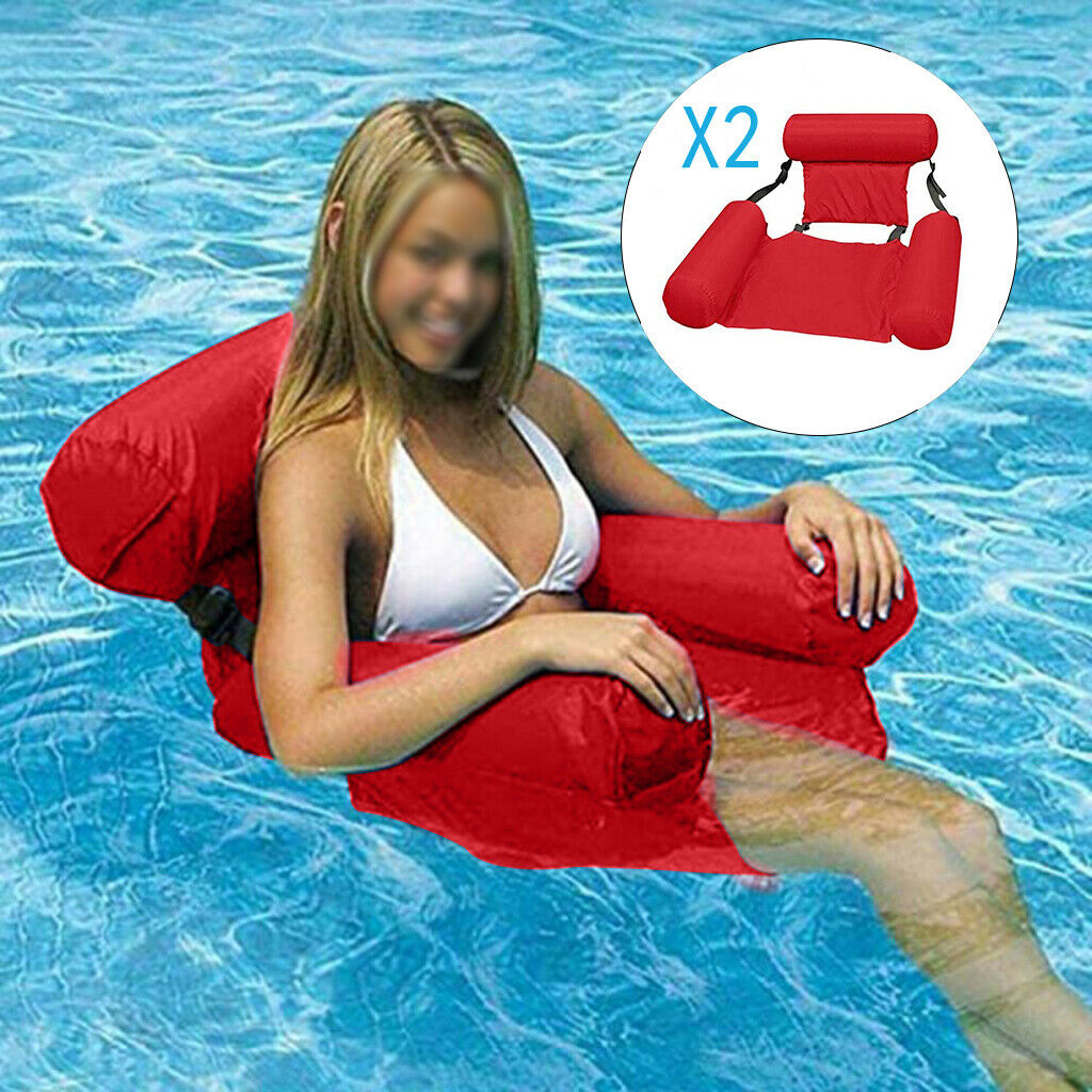2Pcs Inflatable Floating Bed Row Water Amusement Lounge Summer Bed Lake