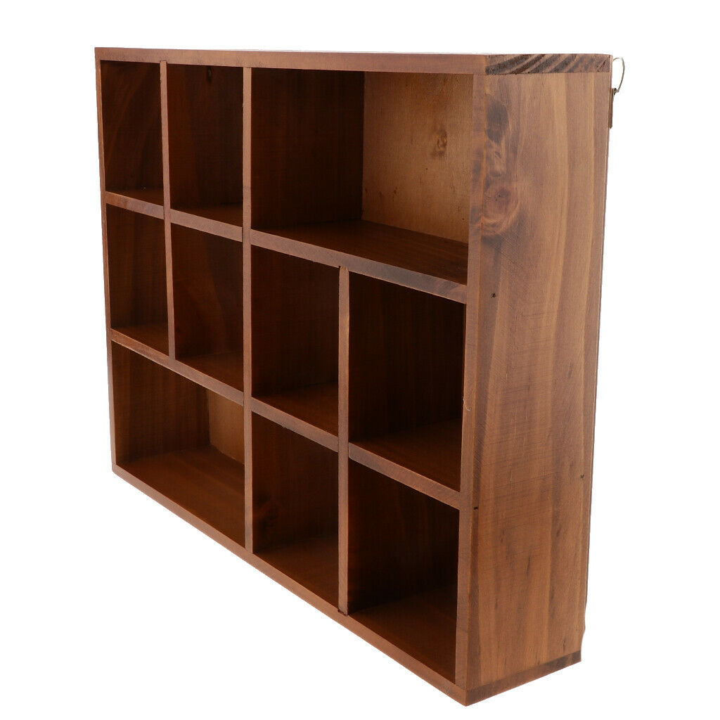 Wooden Wall Shelf Organizer Display Rack Cabinet with 10 Compartments