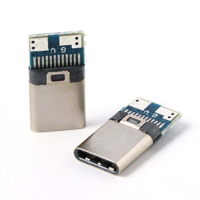 6X USB 3.1 Type-C Male DIY Solder Cable Plugs Connector Socket Attached PC Board