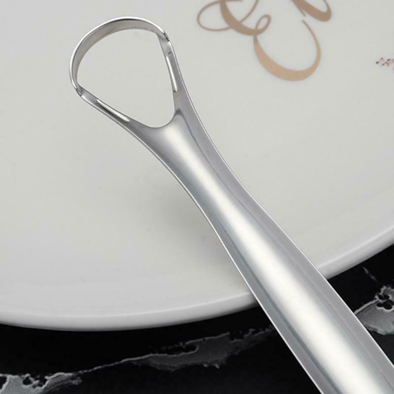 Stainless Steel Tongue Scraper Metal Oral Hygiene Fresh Breath Cleaner Brush