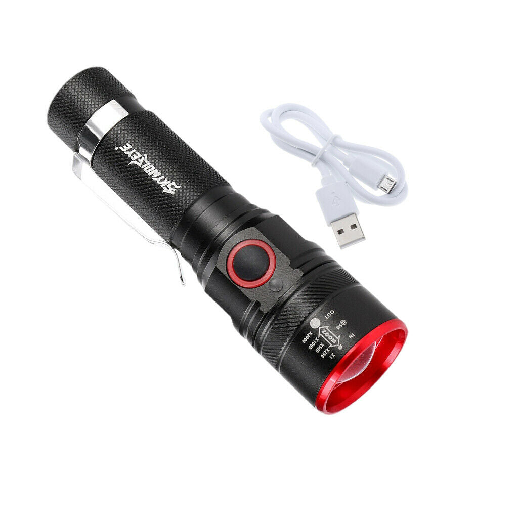 Small 500LM Zoom LED Flashlight USB Rechargeable 18650 Torch Light 3 Modes
