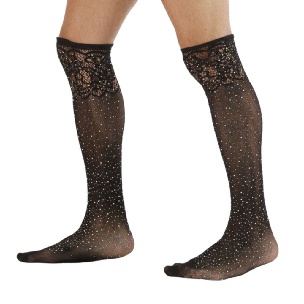 2 Pairs Set Mens Sexy Lace Sequins Stockings Pantyhose Hosiery Tights Socks