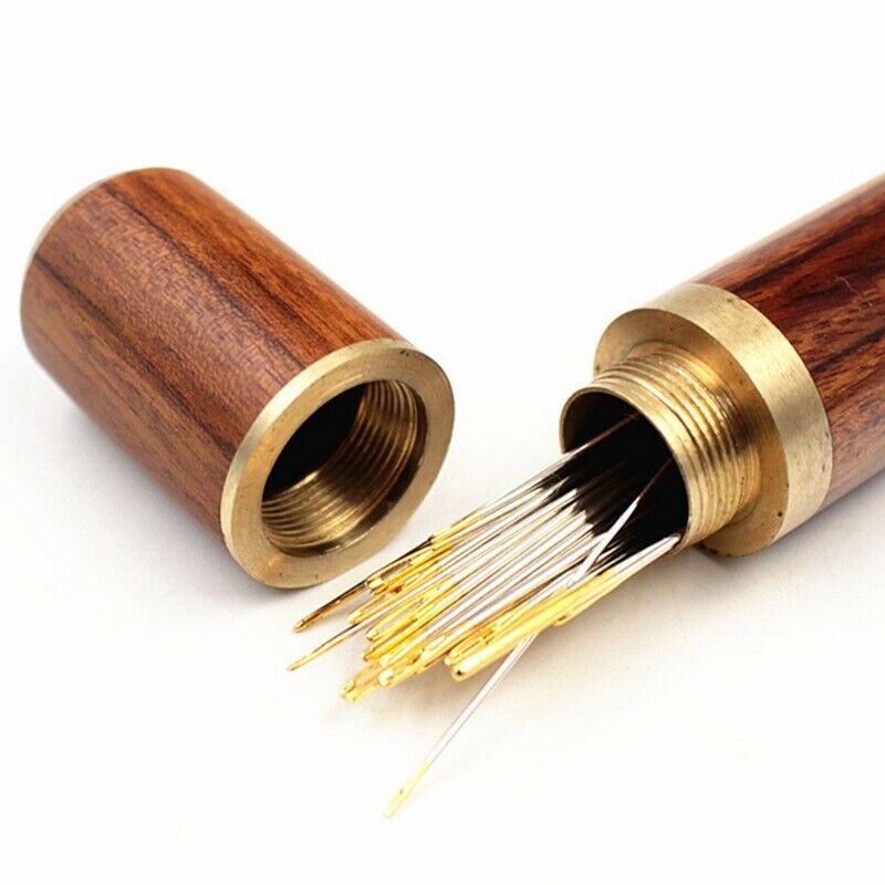 DIY Sewing Needles Holder Storage Tube Wooden Box Hand Sewing Case Contai.l8