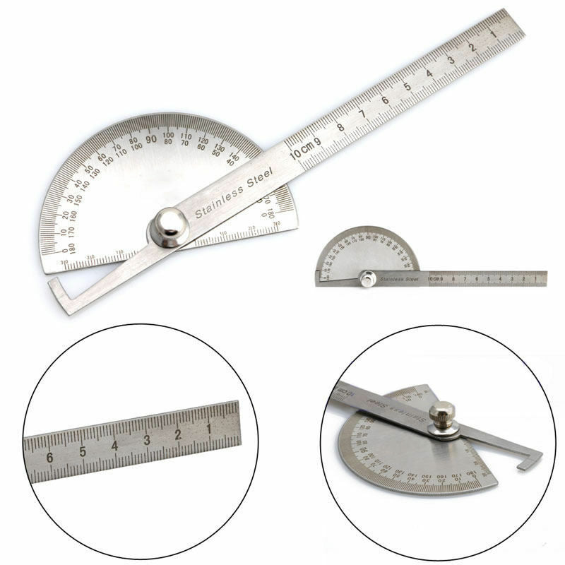 Stainless Steel 180 degree Protractor Angle Finder Arm Rotary Measuring Ruler