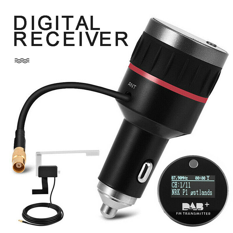 Car DAB+ Digital Radio USB Adapter Receiver Tuner FM Transmitter w/ Antenna