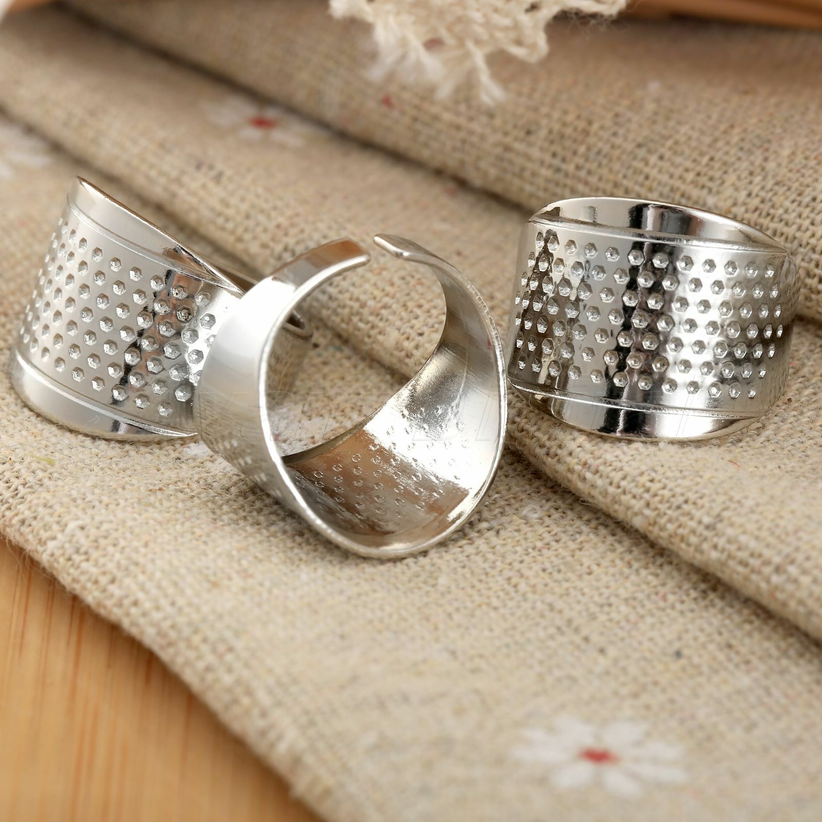 3X Finger Thimbles Adjustable Size Ring Thimble Sewing Tool Handmade Stitch Tool