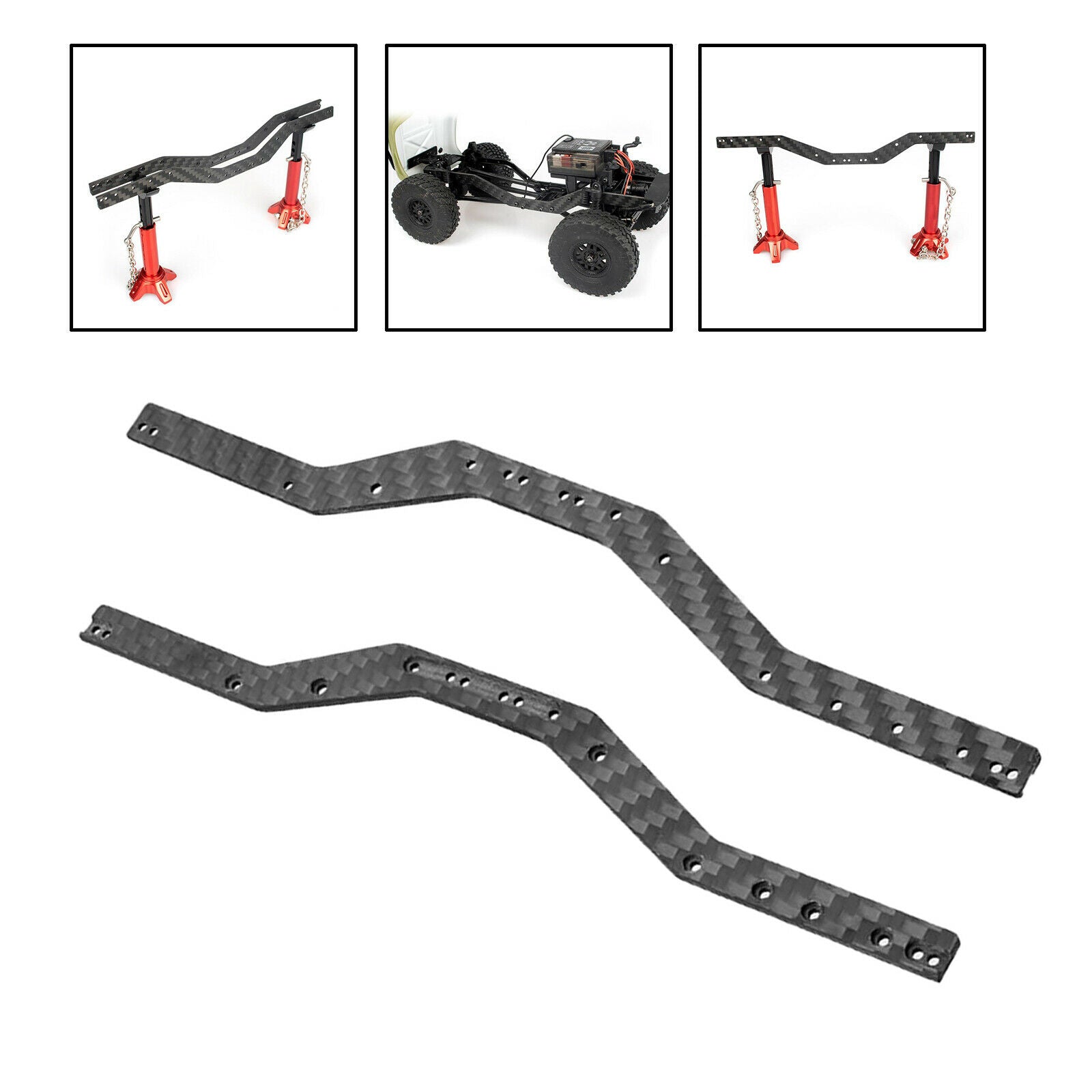 Carbon Fiber Chassis Frame Rails Set for Axial SCX24 90081 1/24 RC Rock Car