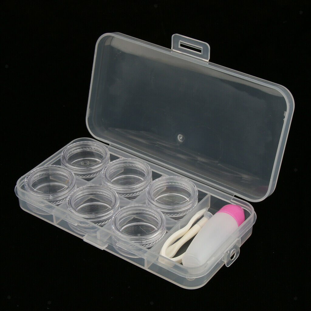 6pcs Contact Lens Boxes Travel Storage Case Remover Stick Tweezers Set Kit
