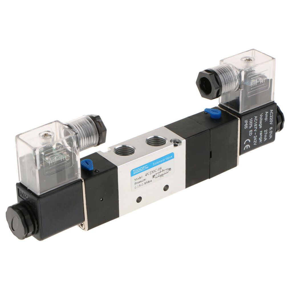 DC 220V Pneumatic Double Coil Double Coil Solenoid Air Valves 5 Port 3 Position