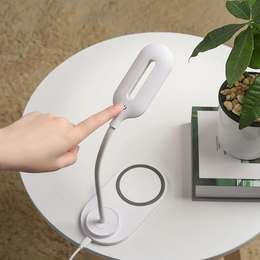 LED Desk Lamp Home Light QI Wireless Phone Charger For Office Lighting White