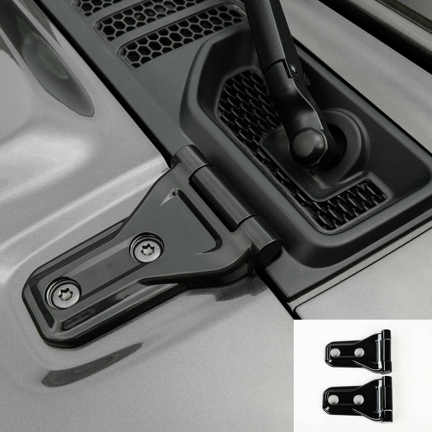 2Pcs Engine Hood Hinge Cover Trim Accessories Black For Jeep Wrangler JL 2018