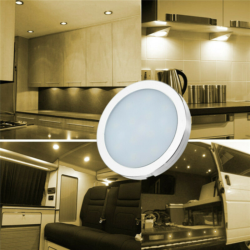 8x Warm White Interior Ceiling Lights 12V 11key remote controller for camper RV